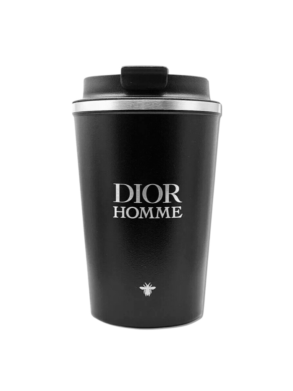 Dior Homme Black Travel Mug with Silver Trim
